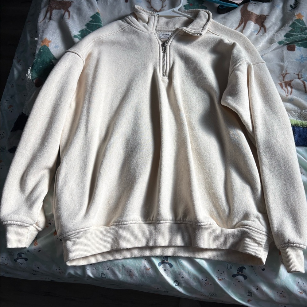 Women’s  Cream Half-Zip Sweater